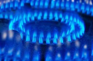 Blue fire gas stove with selective focus photo