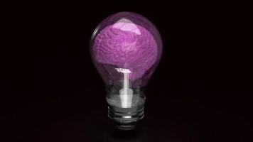The lightbulb brain on black background  3d rendering photo