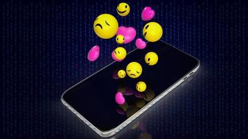 The multi emotion icon and smart phone for social media concept 3d rendering photo