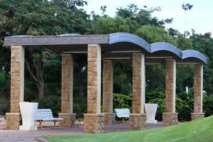 Canopy in the city park to protect from the scorching sun. photo