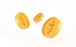 moneda de oro sobre fondo blanco. pila 3d de icono de monedas de oro aislado. símbolo de inversión, ahorro y negocio. foto