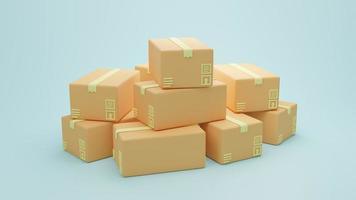 3D rendering illustration Cartoon minimal logistics and  delivery parcel, Online delivery service concept. Fast shipping delivery website, banner, background, application, poster, express photo