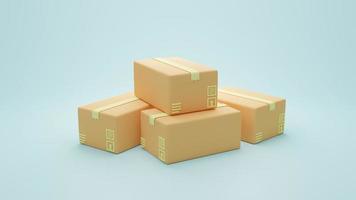3D rendering illustration Cartoon minimal logistics and  delivery parcel, Online delivery service concept. Fast shipping delivery website, banner, background, application, poster, express photo