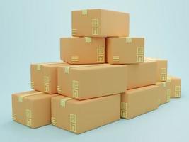 3D rendering illustration Cartoon minimal cargo box logistics and  delivery parcel, Online delivery service concept. Fast shipping delivery website, banner, background, application, poster, express photo