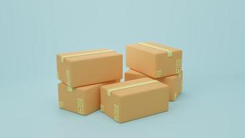 3D rendering illustration Cartoon minimal logistics and  delivery parcel, Online delivery service concept. Fast shipping delivery website, banner, background, application, poster, express photo