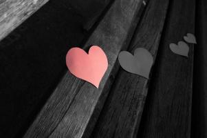 Close-up hearts shape on wood photo