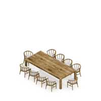 Isometric Table Set 3D render png