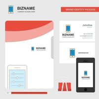 tarjeta de visita de portada de archivo de logotipo de empresa de configuración móvil e ilustración de vector de diseño de aplicación móvil