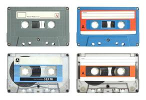 set of cassette tape isolated on white with clipping path photo