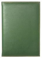 green leather notebook isolated on white with clipping path photo