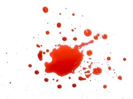 closeup drops of red blood isolated on white background,abstract pattern photo