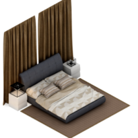 render 3d de dormitorio isométrico png