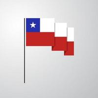 fondo creativo de la bandera que agita de chile vector