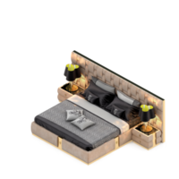 Isometric Bedroom 3D render png