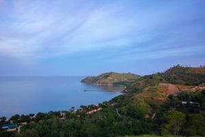 Landscape with mountains and lake. Beautiful scenery in Labuan bajo, islands like pieces of heaven scattered on the earth photo