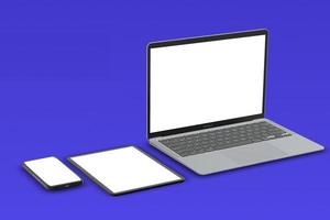 Tab and mobile phone and laptop application processing screenshot mockup photo