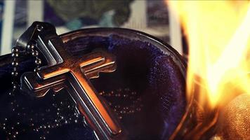 Christian Symbol Cross on Fire photo