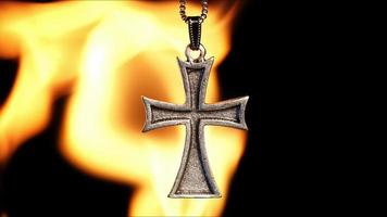 Christian Symbol Cross on Fire photo