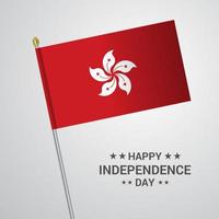 Hongkong Independence day typographic design with flag vector