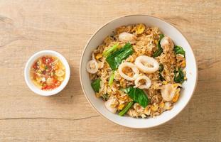 Fried rice with squid or octopus photo