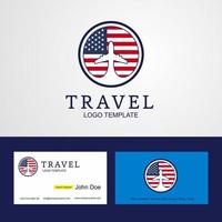 Travel United States of America Creative Circle flag Logo and Business card design vector