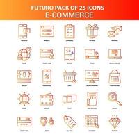 Orange Futuro 25 ECommerce Icon Set vector