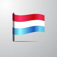 Luxembourg waving Shiny Flag design vector