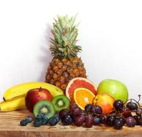 healthy breakfasts with fresh fruits and dried fruits juices, smoothies and fruit salads photo