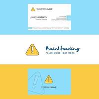 Beautiful Caution Logo and business card vertical Design Vector