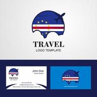 logotipo de la bandera de cabo verde de viaje y diseño de tarjeta de visita vector