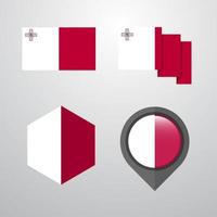 Malta flag design set vector