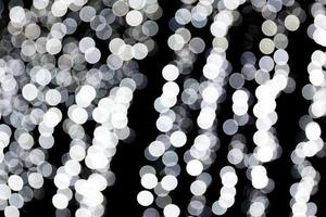 Abstract bokeh of white city lights on black background. defocused and blurred many round light photo