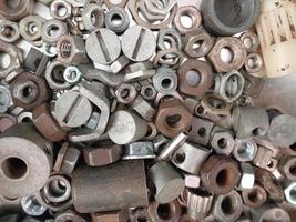 Metal bolts, screws and washers photo