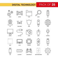 Digital Technology Black Line Icon 25 Business Outline Icon Set vector