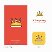 Crown Company Logo App Icon and Splash Page Design Creative Business App Design Elements vector