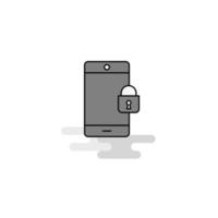 Phone locked Web Icon Flat Line Filled Gray Icon Vector
