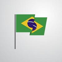 vector de diseño de bandera ondeante de brasil