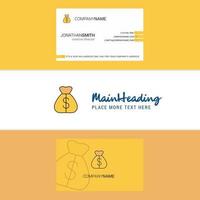 Beautiful Money bag Logo and business card vertical Design Vector