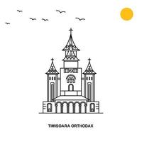 timisoara monumento ortodoxo viaje mundial fondo de ilustración natural en estilo de línea vector