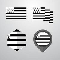 Brittany flag design set vector