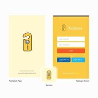 Company Key tag Splash Screen and Login Page design with Logo template Mobile Online Business Template vector