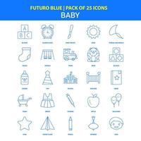 iconos de bebé paquete de iconos azul futuro 25 vector