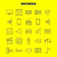 Multimedia Line Icon for Web Print and Mobile UXUI Kit Such as Mobile Cell Phone Hardware Camera Video Image Movie Pictogram Pack Vector