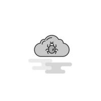 Bug on cloud Web Icon Flat Line Filled Gray Icon Vector