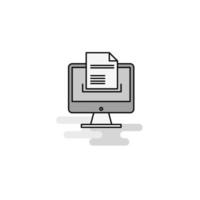 Document downloading Web Icon Flat Line Filled Gray Icon Vector