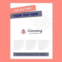 Bug Title Page Design for Company profile annual report presentations leaflet Brochure Vector Background