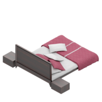 Isometric Bedroom 3D render png