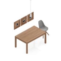 conjunto de mesa isométrica renderização 3d png