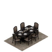 Isometric Table Set 3D render png