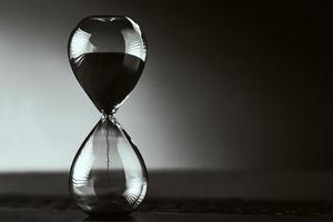 Hourglass on the dark background with copy space. photo